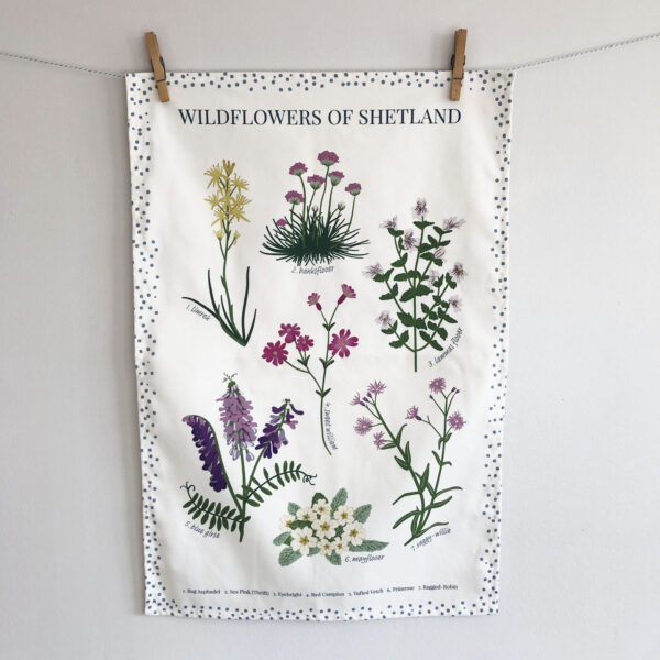 Wildflowers of Shetland Tea Towel